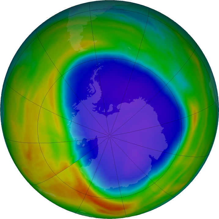 Antarctic ozone map for 24 September 2024